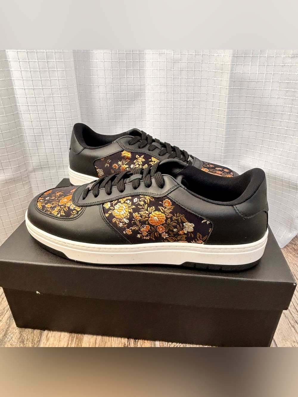 Taft Rapidolow Sneaker Shoe Eden Noir Italy Leather Floral Fabric Black Men 10.5